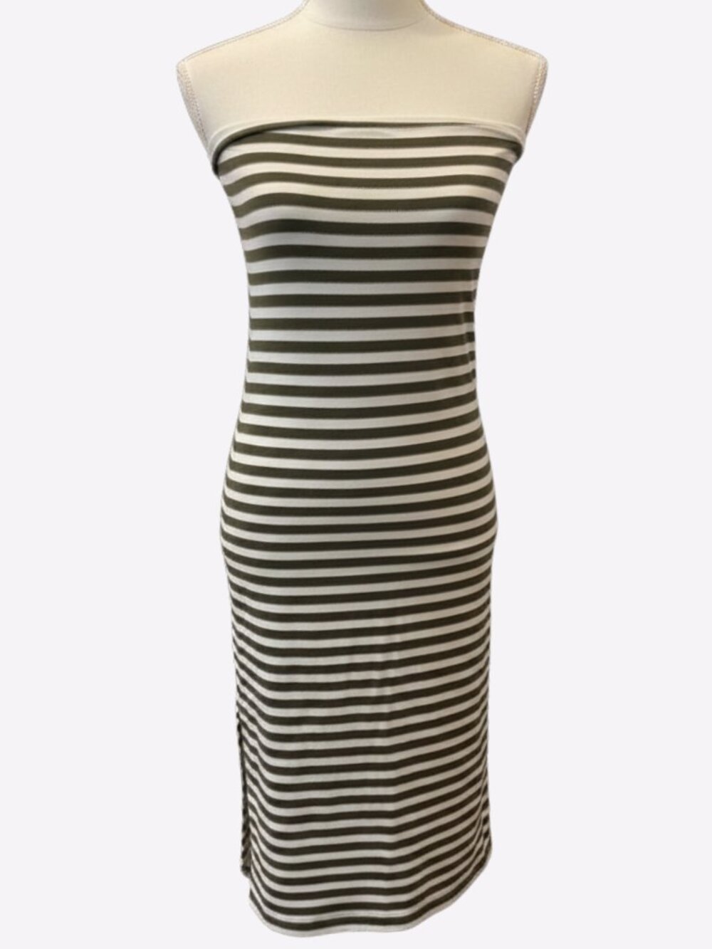 RVCA Strapless Tube Dress Womens Medium Cutout Back Stripe Knit White Summer
